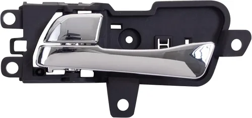 Vista 140 de TRQ Manija de puerta interior delantera izquierda cromada y negra para el lado del conductor compatible con Ford F-150 2012-2014