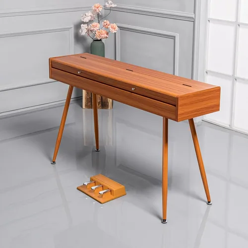 Vista 4 de UISCOM Piano Digital Ponderado de 88 Teclas - Piano Eléctrico de Escritorio de Madera se Transforma Entre Escritorio y Tocador - Teclado Progresivo