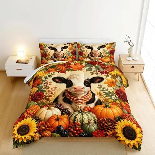 Vista 30 de HOSIMA Edredón de lobo salvaje tamaño individual, ropa de cama con estampado de animales del bosque con 2 fundas de almohada, juego de ropa de cama