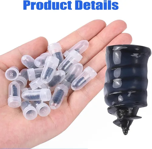 Vista 3 de 30 clavos de goma para reparación de neumáticos, kits de reparación de neumáticos al vacío, clavos de goma en espiral, con caja y destornillador