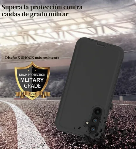 Vista 4 de Funda para teléfono Qinmay para Samsung Galaxy A54 5G con protector de pantalla HD, funda de 3 capas resistente a golpes y caídas para Galaxy A54