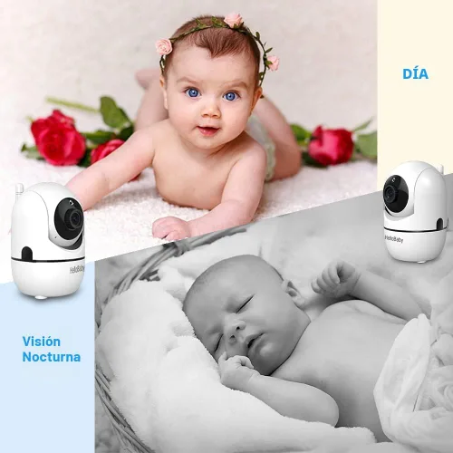 Vista 4 de HelloBaby Monitor de Bebé Mejorado de 5'' con Batería de 30 Horas, 2 Cámaras Pan-Tilt-Zoom, Rango de 1000 pies Monitor de Video y Audio para Bebé