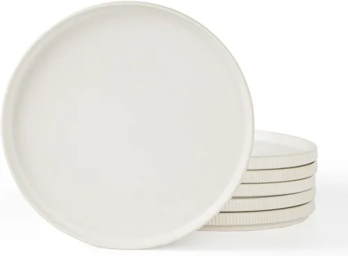 Vista 12 de famiware Star Platos de Ensalada para 6, Juego de Platos de 8 Pulgadas, Vajilla de Gres, Platos Pequeños para Postre, Ensalada, Aperitivo, Blanco