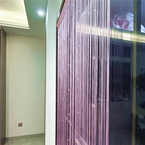 Vista 10 de Cortina decorativa Eve Split para puerta, ventana, pared, panel, divisora de ambientes, bodas, restaurantes, tienda de café, con cristales y borlas