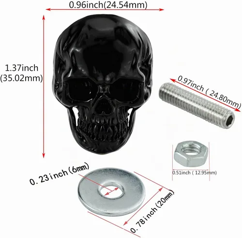Vista 2 de Abfer Cubiertas de Tornillos de Matrícula con Diseño de Calavera Antirrobo Kit de Pernos de Marco de Tornillo de Matrícula Decorativo Compatible