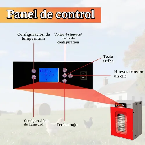 Vista 3 de Incubadora de 400 huevos, incubadora automática para incubar huevos, con giro automático de huevos y control de humedad de temperatura, incubadora
