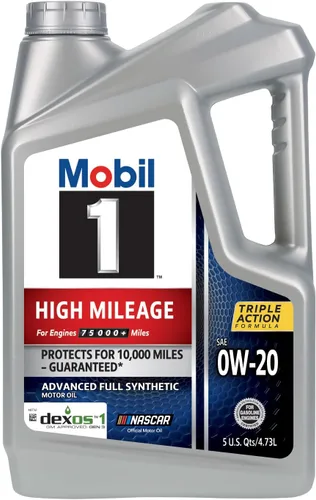 Vista 3 de Mobil 1 - Aceite sintético High Mileage para motor, 0W-20, 5 cuartos de galón, gris