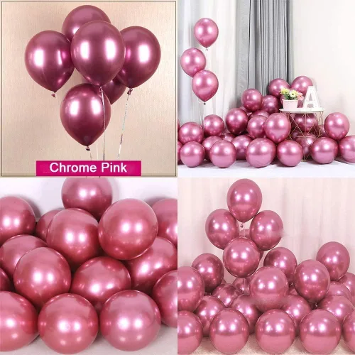 Vista 2 de Globos de fiesta, globo de metal cromado, globos de látex de 12 pulgadas para fiestas, despedidas de soltera, baby shower, graduación, compromiso