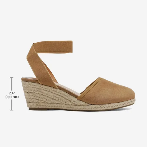 Vista 2 de DREAM PAIRS - Sandalias de cuña con correa elástica en el tobillo, para mujer