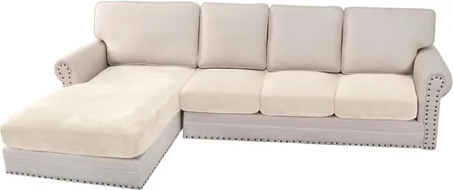 Vista 29 de H.VERSAILTEX Funda de cojín elástica de terciopelo para sofá, funda de cojín de felpa para cojines de silla, protector de muebles, cojín de asiento