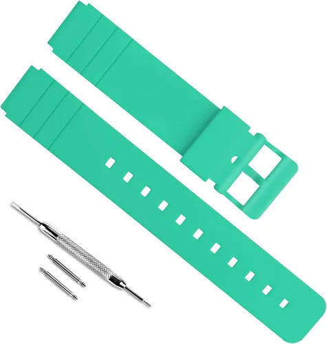 Vista 13 de Correa de reloj de goma de silicona impermeable de repuesto de 0.630 in para Casio MQ-24/MQ-58/104/76/71/98 Negro/hebilla negra