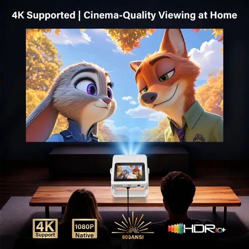 Vista 4 de Smart Projector【TouchScreen/Built-in APPs/Auto Focus Keystone】 4K Support with wifi and bluetooth Outdoor Projector, Dual-Screen Sync, for Home