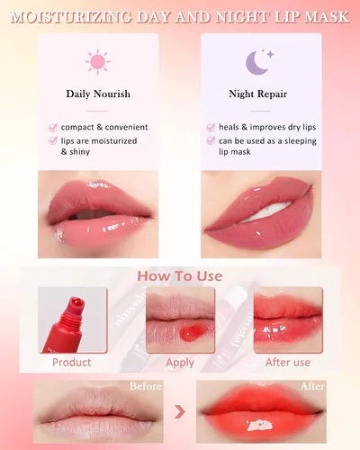 Vista 5 de Bálsamo labial mantequilla vainilla, aceite hidratante de brillo de labios transparente, hidratante para el cuidado de los labios 01#