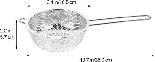 Vista 5 de Colador de malla fina de acero inoxidable, colador de metal con asa, cesta de drenaje, colador de arroz, colador de frutas, cesta de malla