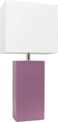 Vista 32 de Elegant Designs LT1025-PRP-LB Lámpara de mesa moderna envuelta en cuero para sala de estar, pasillo, entrada, dormitorio, oficina, púrpura