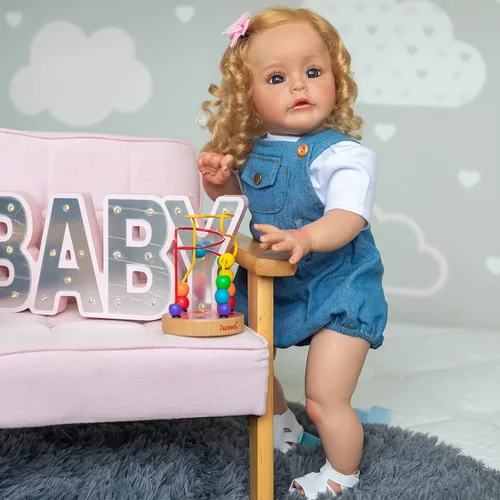 Vista 2 de Angelbaby Muñeca Reborn para niñas pequeñas, muñecas de bebé de la vida real con peso realista que se ven reales de silicona recién nacida, muñeca