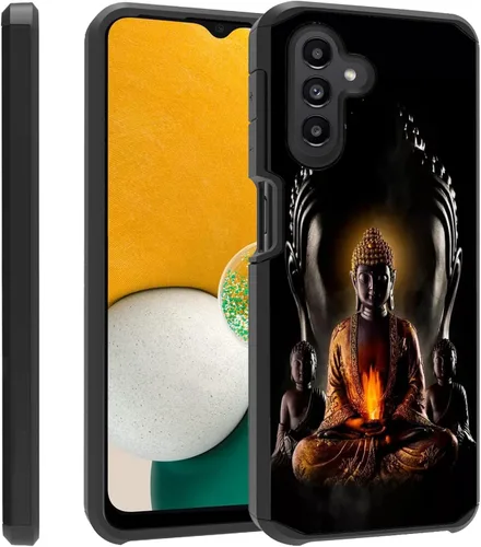 Vista 14 de Funda para teléfono Galaxy A14 5G, resistente 2 en 1 de doble capa híbrida de policarbonato duro y silicona suave a prueba de golpes, funda de Retro