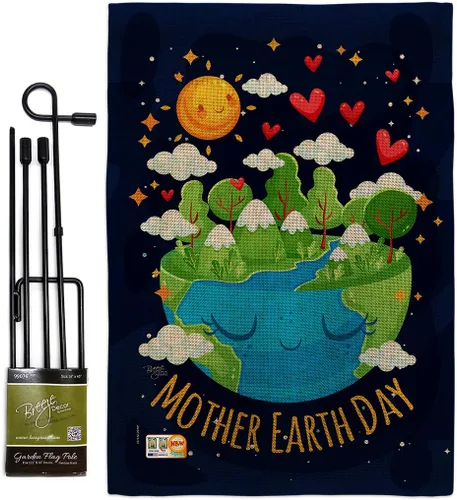 Vista 15 de Breeze Decor - Bandera inspiradora de la madre tierra para jardín, colección de expresión, planeta, paz, medio ambiente, concienciación, pequeño