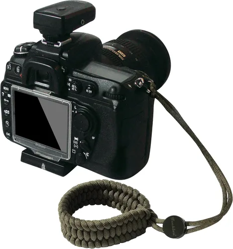 Vista 2 de Cordón de muñeca – Correa de mano ajustable para cámara de paracaídas universal para DSLR, cámara sin espejo, videocámara Verde militar