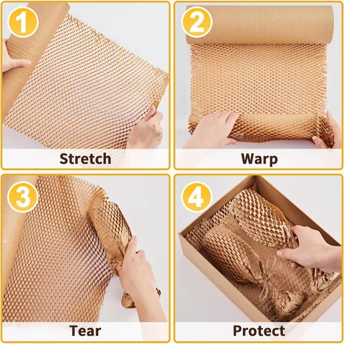 Vista 5 de JARLINK - Papel de embalaje de panal de abeja, rollo de burbujas de 15 pulgadas x 213 pies para embalaje