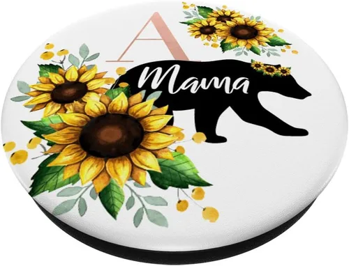 Vista 2 de Mama Bear Girasol Floral Letra A PopSockets PopGrip: Agarre intercambiable para teléfonos y tabletas