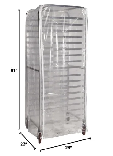 Vista 2 de Winholt SRC-58/3Z cubierta para estantería para charolas de pan, plástico muy resistente, 3 cierres, 23 pulgadas de ancho x 25 pulgadas de largo x