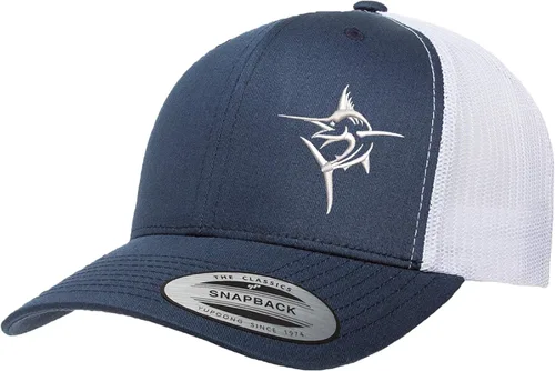 Vista 23 de Embroidered Swordfish Trucker Hat for Men & Women – Adjustable Mesh Back Snapback Baseball Cap for Fishing Negro-swwt