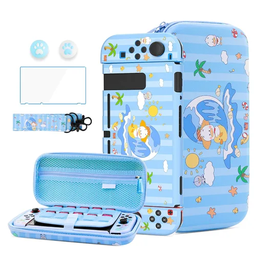 Vista 13 de HYPERCASE Cute Cat Switch Case Kit for NS Accessories Storage, with Portable Travel Carrying Bag Pouch, Soft Switch Protective Skin Cover, HD Screen