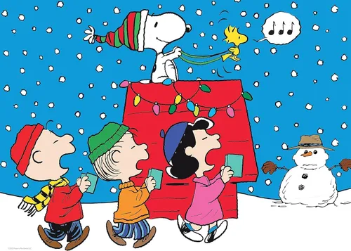 Vista 3 de Ceaco - Peanuts - Holiday - Snoopy and The Singers - Rompecabezas de 100 piezas - Rompecabezas colorido - Piezas cortadas con precisión, hermosas
