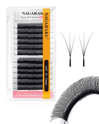 Vista 302 de NAGARAKU Extensiones de pestañas prefabricadas en abanico 3D W 0.05 C 0.315 0.05-C 3D W