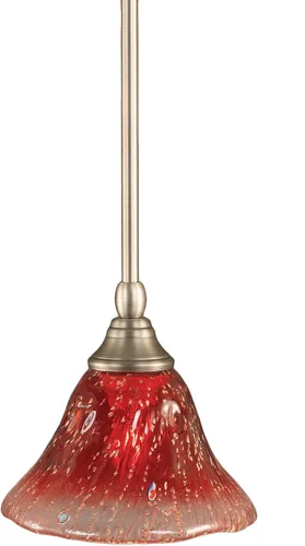 Vista 194 de Toltec Lighting Tallo Colgado Mini colgante, acabado de cobre negro, 3.5" cuadrado humo burbuja vidrio