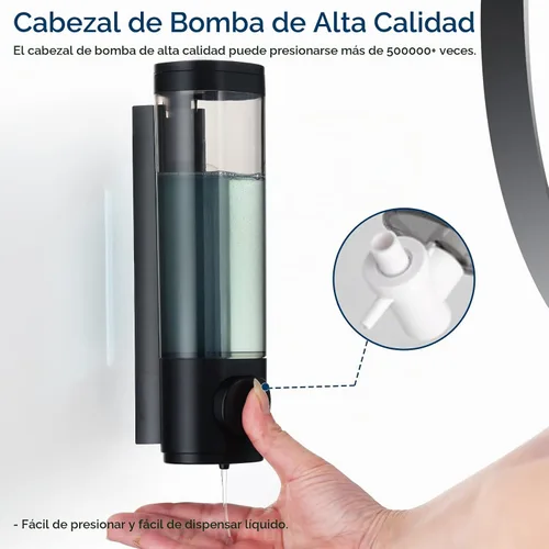 Vista 2 de Pollock dispensador de champú y acondicionador sin taladro, negro 1 cámara