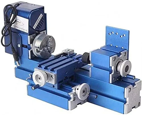 Vista 5 de Mini máquina de torno de metal, herramienta motorizada para trabajar el metal, tornos de madera de sobremesa con portabrocas de 3 mandíbulas