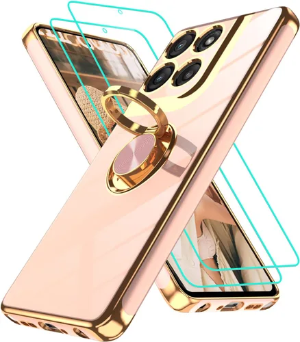 Vista 175 de Funda para Motorola Moto G 5G 2024: Funda Moto G Play 5G 2024 con 2 piezas de protectores de pantalla, soporte de anillo de rotación de 360°