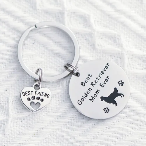 Vista 4 de VALAFO Regalo para amantes de Golden Retriever para mujeres, ideas de llaveros, artículos de mercancía, adornos de mamá Golden Retriever, Acero