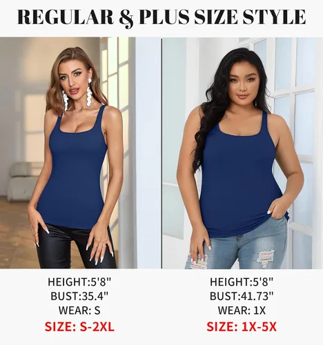 Vista 5 de V FOR CITY Camiseta sin mangas de algodón para mujer con brasier de estante ajustable con correa ancha y tirantes básicos