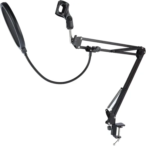 Vista 5 de Tyenaza Soporte de brazo de micrófono, brazo de brazo de brazo de brazo ajustable Boom giratorio Scissor Set de soporte de brazo de micrófono