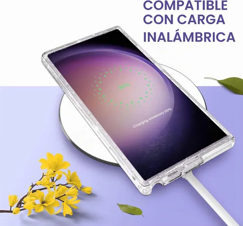 Vista 9 de ULAK Compatible con Funda para Samsung Galaxy S23 Ultra 5G, Resistente de Servicio Pesado a Prueba de Golpes Híbrida Parachoques de TPU Suave Brillo