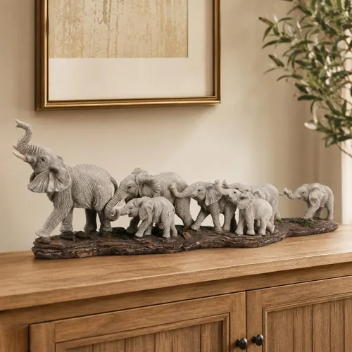 Vista 9 de Comfy Hour - Estatua decorativa de elefante africano extra grande de 15.55 pulgadas, escultura realista de resina de vida silvestre de safari