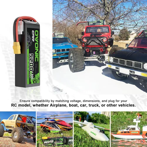 Vista 5 de OVONIC 3S LiPo Batería 5200mAh 11.1V 130C RC Batería con conector XT90