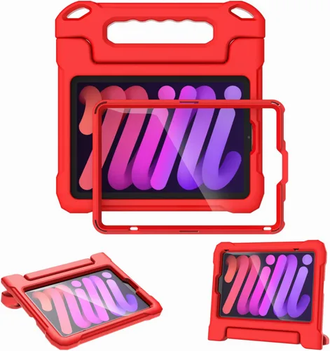 Vista 8 de Funda infantil para iPad Mini 7 (A17 Pro) 2024 y 6 (A15) 2021, 8.3 pulgadas de 6ª/7ª generación con protector de pantalla, soporte de mango a prueba