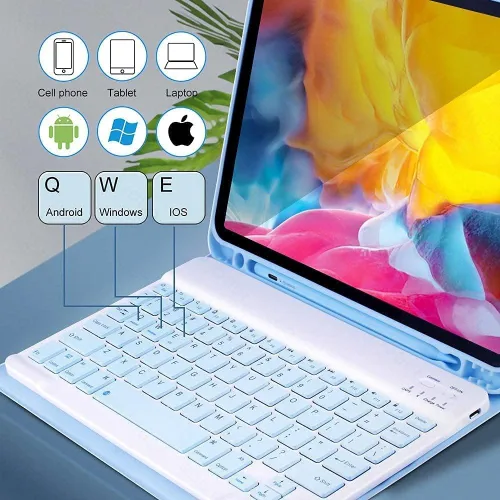 Vista 6 de Funda para teclado Galaxy Tab S6 Lite 2024/2022/2020 con ratón, funda magnética desmontable para teclado con soporte para S Pen y mouse para Galaxy