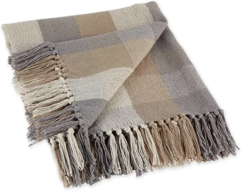 Vista 13 de DII Buffalo Check Collection - Manta rústica de granja con borlas, 50 x 60 pulgadas, color negro y blanco