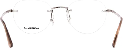 Vista 3 de Mont Blanc MB0268O 002 - Gafas graduadas para hombre, color plateado, ovalada, 2.047 in, plateado-002