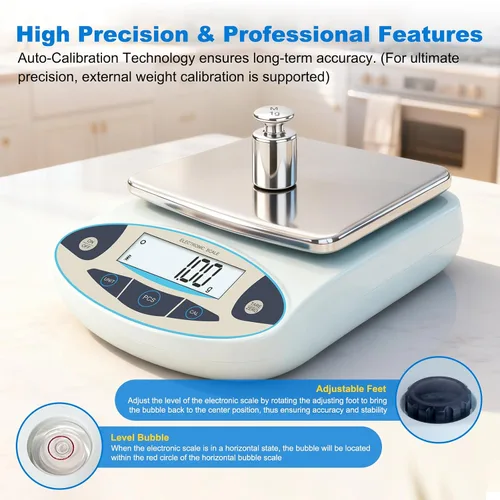 Vista 4 de Báscula de laboratorio 176.37 oz x 0.00 oz, balanza analítica digital de alta precisión, escala electrónica de precisión de 0.00 oz con pantalla LCD