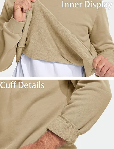 Vista 4 de MAGCOMSEN Sudadera de cuello redondo para hombre de manga larga casual cálida de forro polar