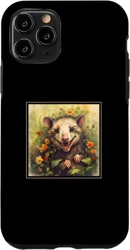 Vista 10 de iPhone 14 Zarigüeya Jardín Flores Pintura Mascota Mamá Papá Caso