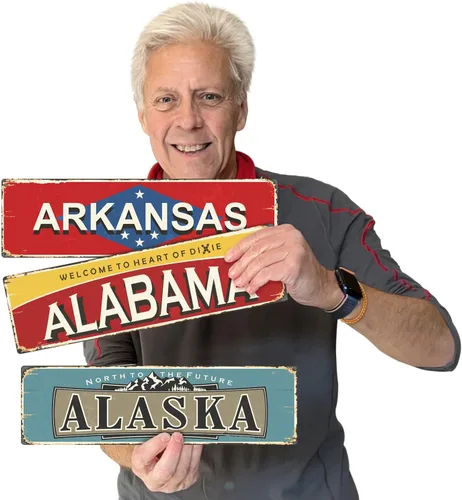 Vista 3 de SmartSign Letrero de Metal Vintage del Estado de Alabama de 4 x 14 pulgadas "Welcome To Heart Of Dixie", Aluminio Antioxidante de 40 mil