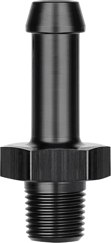 Vista 24 de EVIL ENERGY Adaptador de Conexión de Púa de Manguera 1/2" NPT Macho a 1/2" 45 Grados de Aluminio Negro