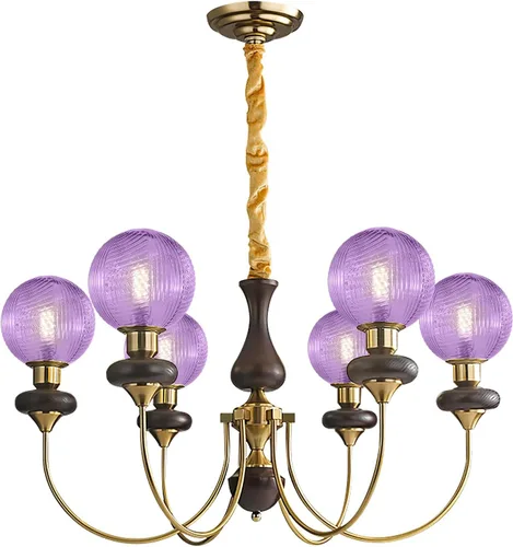 Vista 7 de Candelabro de globo de cristal verde con 6 luces, lámpara colgante moderna de mediados de siglo, lámpara colgante Art Deco para comedor, cocina